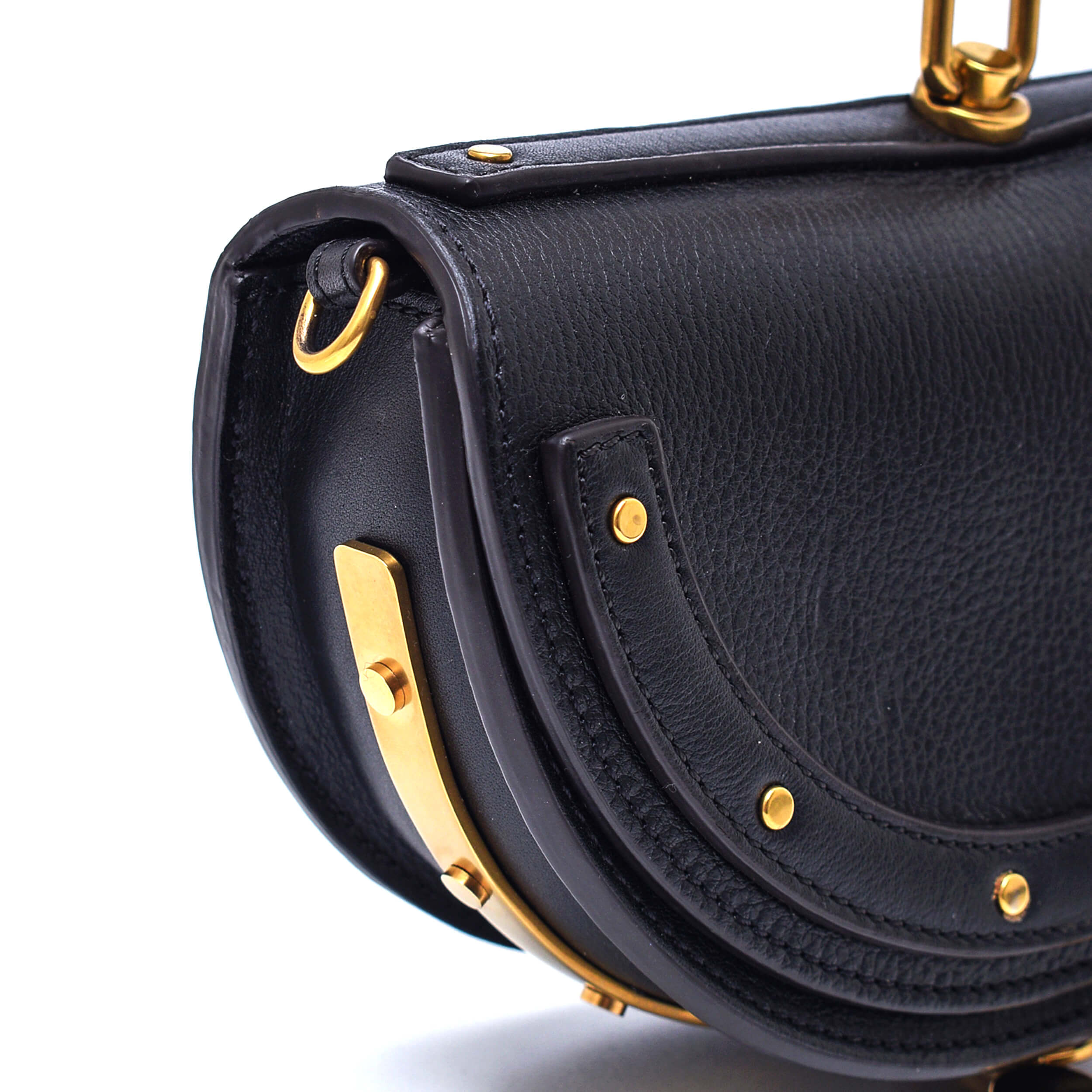 Chloe - Black Leather Nile Bracelet Minaudière Small Crossbody Bag